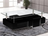 Salontafel met 2 Hockers Zwart BOLD 130 cm