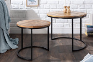 Set van 2 industriële bijzettafels ELEMENTS 57 cm massief mangohout