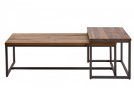 Set van 2 industriële salontafels ELEMENTS 110 cm acaciahout verweerd massief hout