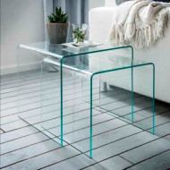 Design Glazen salontafel set van 2