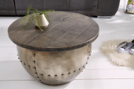 Design salontafel DRUMP STORAGE 68 cm grijs mangohout Industrial