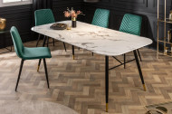 Eettafel Paris Wit 180cm het glazen blad in marmerlook