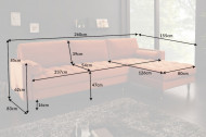 Elegante Loungebank COSY VELVET 260 cm fluweel stof roestbruin.lounge gedeelte aan beide zijden op te monteren.