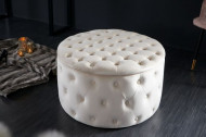Elegante salontafel / Hocker MODERN BAROK 75 cm beige fluwelen kruk met opbergruimte