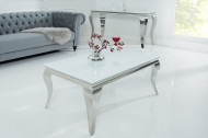 Elegante salontafel MODERN BAROQUE 100cm zilver met wit opaal glas