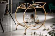 Elegante serveerwagen goud met wielen op twee niveaus 71 cm