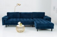 Extravagante Chesterfield-ontwerp hoekbank met 3 plaatsen COSY VELVET donkerblauwe fluwelen kernzithoek