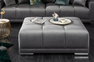 Extravagante kruk ELEGANCIA 110 cm zilvergrijs fluweel met sierstiksels