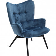Fauteuil Zwart Vicky Velvet Blauwgroen