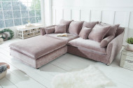 Grote Poef hocker HEAVEN 100cm taupe fluweel in landelijke stijl