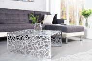 Handgemaakte salontafel ABSTRACT 60cm aluminium, zilverkleurig in het spleetdesign
