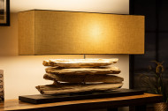 Handgemaakte tafellamp 80 cm beige drijfhout voet met linnen kap