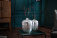 Handgemaakte vazen ​​set van 2 ORIENTAL 33 cm zilver met voetbescherming