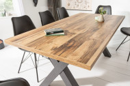 Industriële eettafel 160cm eiken look met zwarte X-poten