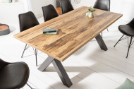 Industriële eettafel MONTREAL 180cm eiken look met zwarte X-poten