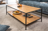 Industriële salontafel SLIM 120cm wild eiken zwart met twee planken