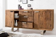 Massief dressoir BARRACUDA antiek teakhout met stalen skidpoten 160cm