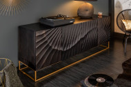 Massief dressoir SCORPION 177 cm van zwart mangohout, gedetailleerd 3D-houtsnijwerk