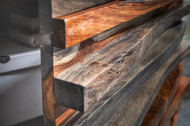 Massief tv-lowboard RELIEF 150 cm rookafwerking Sheesham hout met een uitgewerkte voorkant