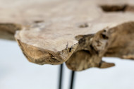 Massieve consoletafel WILD 120 cm teak massief houten boomschijf Haarspeldpoten