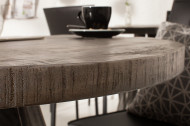 Massieve eettafel IRON CRAFT 80cm ronde grijs mangohouten gebogen poten