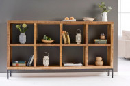 Massieve open wandkast IRON CRAFT 172 cm mangohout boekenplank acht vakken industrieel design