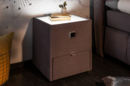 Modern nachtkastje BOUTIQUE 43 cm grijs fluweel met lade indirecte verlichting