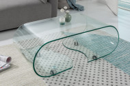 Moderne glazen transparant salontafel op wielen 90 cm