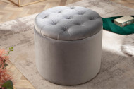 Poef met opbergruimte zilver grijs fluwelen 50 cm