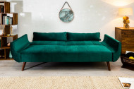 Retro slaapbank Fluweelstof smaragdgroen 220 cm 3-zitsbank met bedfunctie
