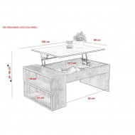 Salontafel tafelblad met heffunctie OLDWOOD REPLICA/ZWART 108cm