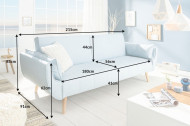 Scandinavisch Design slaapbank 215cm lichtblauw bed functie 3-zits bank