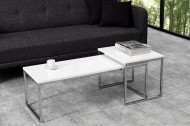 Set van 2 design salontafel ELEMENTS 100cm wit hoogglans chroom