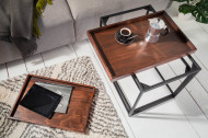Set van 2 industriële salontafels 60 cm mokka beuken verwijderbaar blad