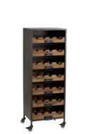 WijnKast Op Wielen 7 laden Metaal/Hout Naturel 120cm
