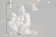 Deco Gedetailleerd Gorilla XL 75 cm zilveren aapbeeld gemaakt van kunststeen