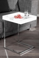Design bijzettafel CIANO 40cm wit chroom dienbladtafel