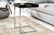 Design bijzettafel CIANO 40cm zwart chromen dienbladtafel