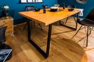 Design eettafel LOFT 140 cm eiken look met slede onderstel industriële stijl