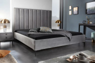 Elegant bed COSMOPOLITE 160x200cm zilvergrijs fluweel incl. bodem