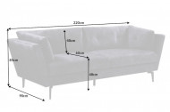 Elegante 3-zits bank MARVELOUS 220 cm grijs fluweel 3-zits bank inclusief kussens