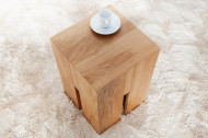 Elegante bijzettafel CASTLE 45 cm naturel geolied wild eiken poef
