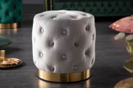 Elegante kruk MODERN BAROK 37 cm edelgrijs goud fluweel
