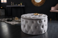 Elegante salontafel / Poef MODERN BAROK 75 cm grijze fluwelen kruk met opbergruimte
