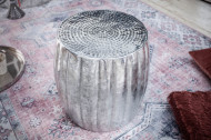 Handgemaakte bijzettafel MARRAKESCH 42 cm zilver met gehamerd design