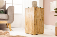 Hoogwaardige kolom bijzettafeltje 50 cm acacia teak grijs gekalkt