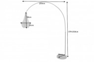 In hoogte verstelbare vloerlamp ROYAL 210 cm zwart met kroonluchter