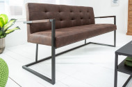 Industriële bank RIDER 160cm vintage bruin met metalen frame