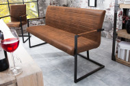 Industriele sledebank LOFT 160cm vintage bruin met armleuningen