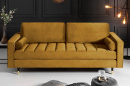 Luxe design 3-zitsbank 225 cm zitcomfort pocketvering bekleding stof fluweel mosterdgeel